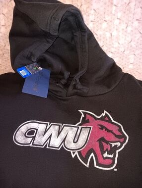 Fanatics Black Hoodie with Red CWU Mascot Graphic
